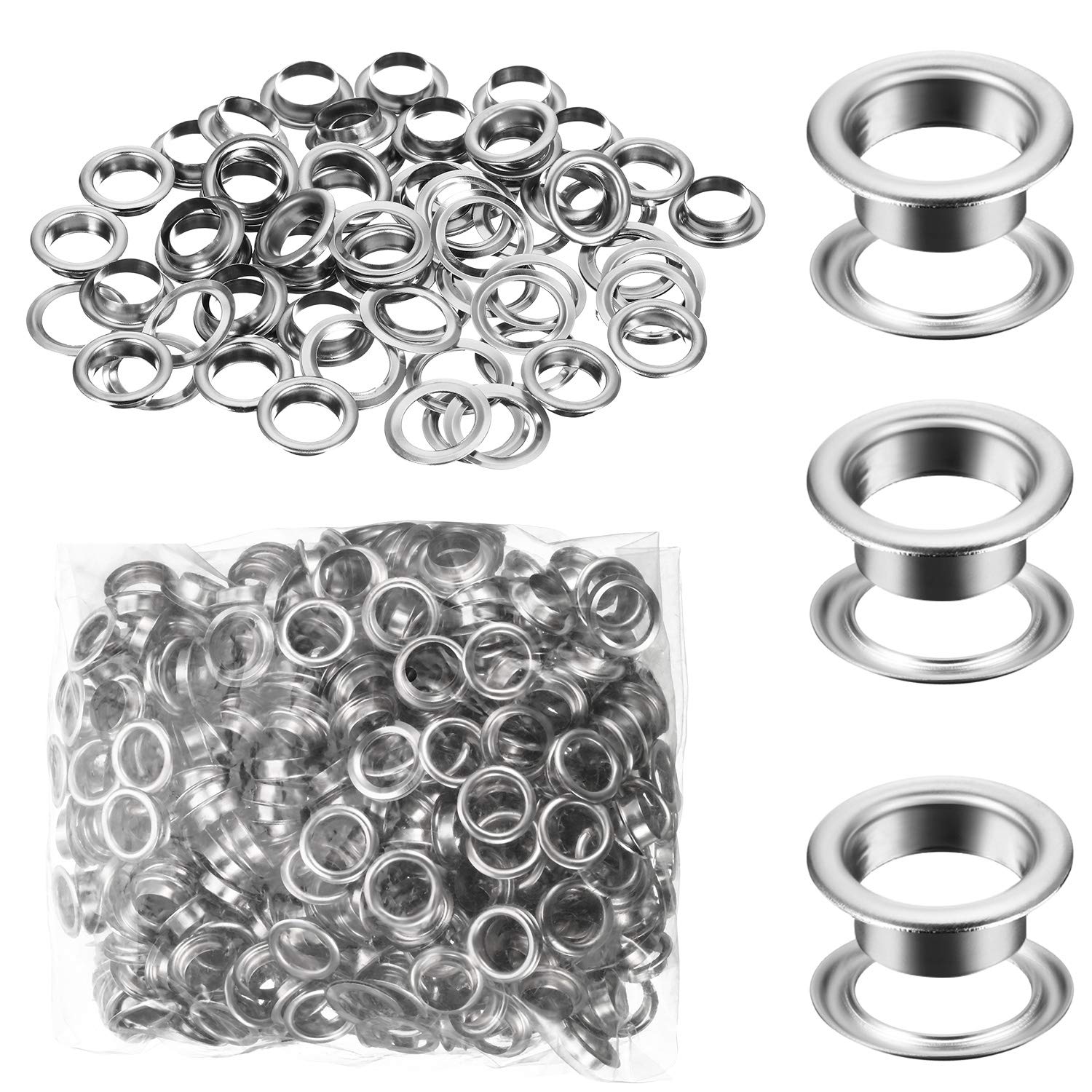 500 Pieces Grommet and 500 Pieces Washer Grommet Kit Finish Grommet Eyelet for Clothes Fab