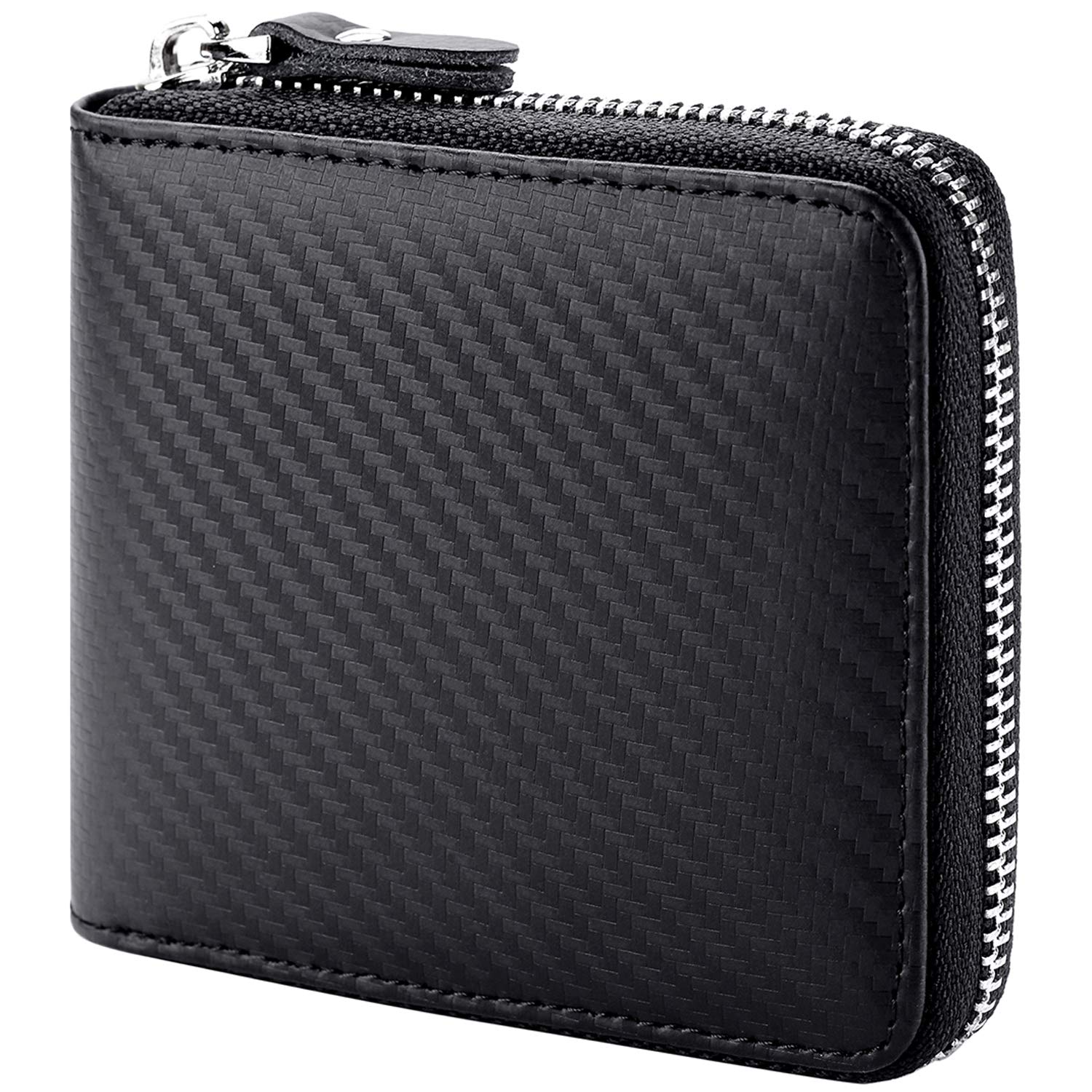Huztencor Wallet with Zipper for Men RFID Blocking Wallets for Men Leather Zip Around Bifo