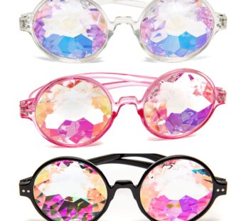 SoJourner Bags Kaleidoscope Glasses – Trippy Psychedelic Rave Goggles – Funky Prism Glasse