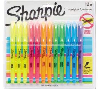 Sharpie 27145 Pocket Highlighters, Chisel Tip, Assorted Colors, 12-Count