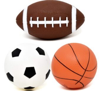 Number 1 in Gadgets Set of 3 Sports Balls for Kids, Mini Sport Pack Includes Football, Soc