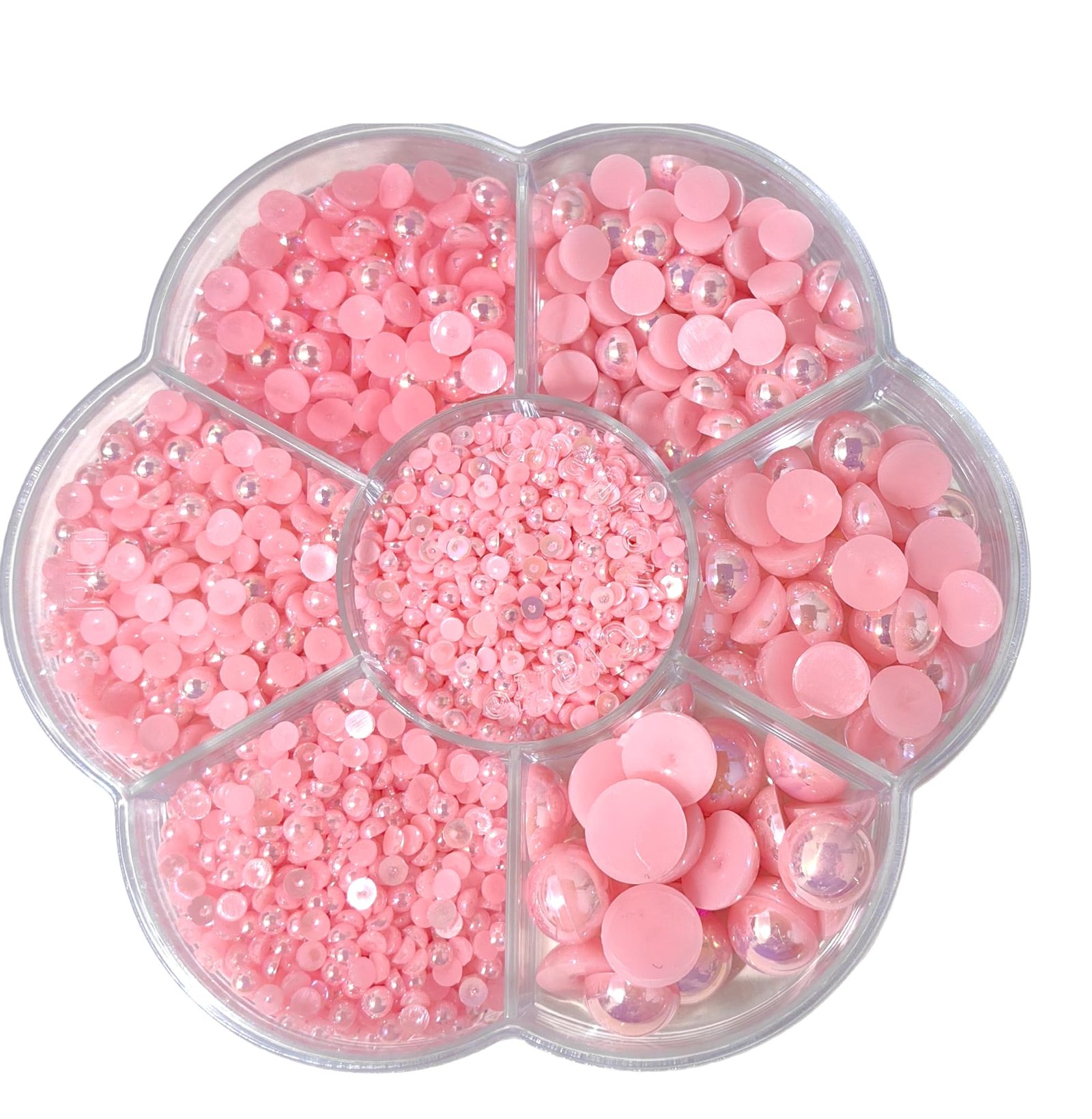 Chenkou Craft 3000PCS 1 Box Pink Round Flatback Imitation Half Pearls Bead Loose Beads Gem