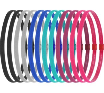 WILLBOND 12 Pieces Thin Non-Slip Elastic Sport Headbands, Hair Bands with Non Slip Silicon
