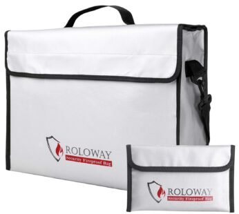 ROLOWAY Fireproof Document & Money Bags, Large Fireproof & Water Resistant Bag (15 x 12 x