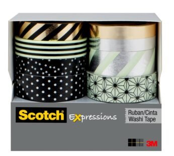 Scotch Expressions Washi Tape Multi Pack, 8 Rolls, Great for Gift Wrapping, Metallic Dots