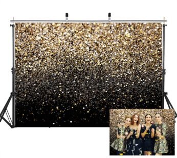 SJOLOON Black and Gold Backdrop Golden Spots Backdrop Vinyl Photography Backdrop Vintage A
