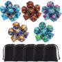 CiaraQ Polyhedral Dice Set (35 Pieces) with Black Pouches, 5 Complete Double-Colors Dice S