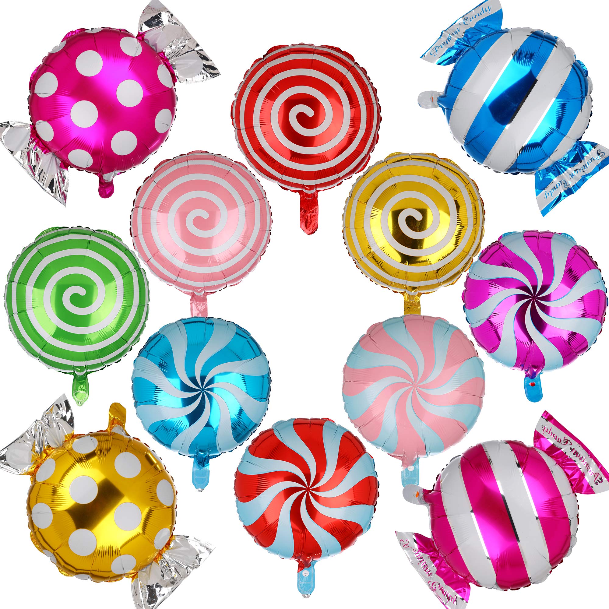 Sweet Candy Balloon Set Candies Theme Swirl Helium Mylar Foil Balloons Party Birthday Deco