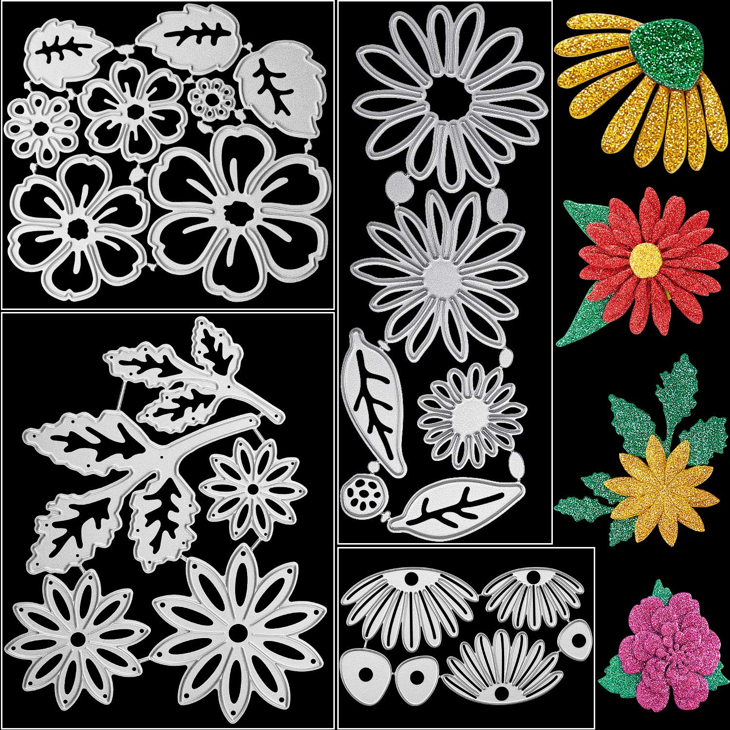 4 Sets Flower Metal Cutting Dies Flower Leaves Embossing Stencils 23 Styles 3D Die Cuts St