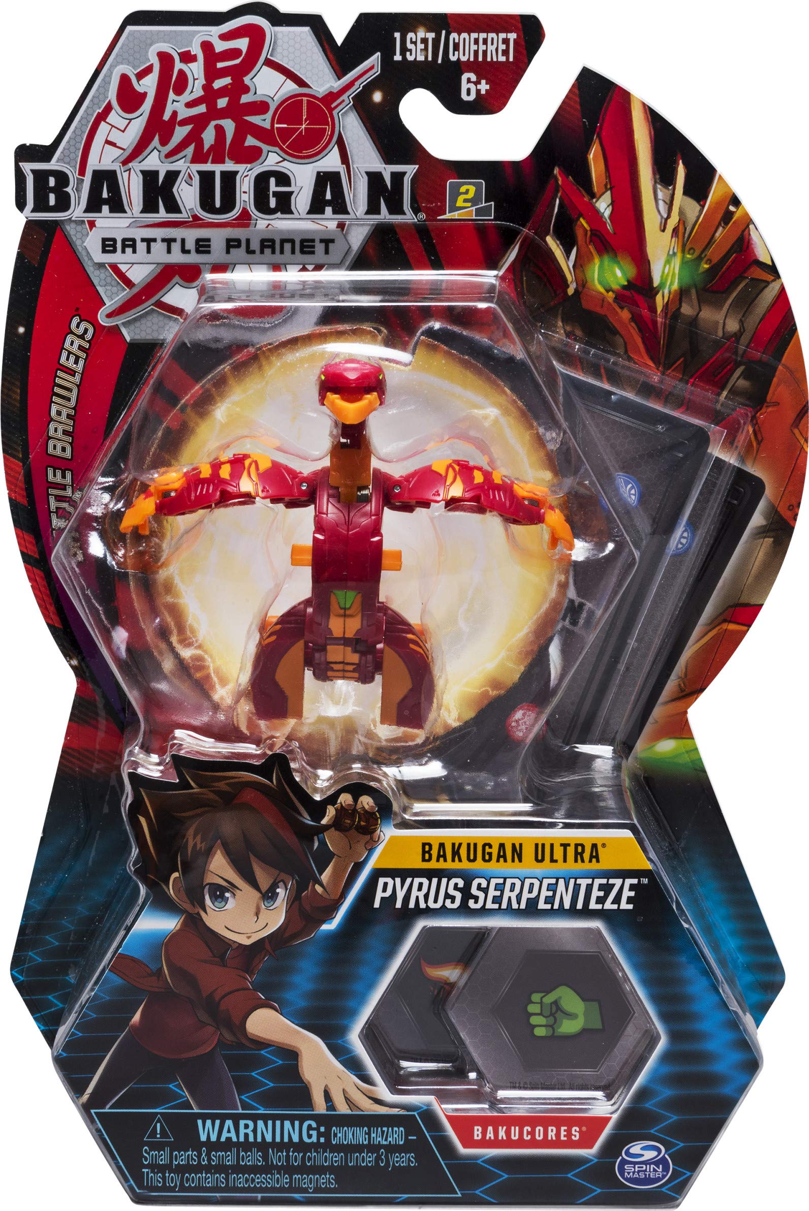 Bakugan Ultra, Pyrus Serpenteze, 3" Tall Collectible Transforming Creature, for Ages 6 & U