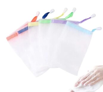 FULINJOY 6 PCS Exfoliating Mesh Soap Saver Pouch Bag Sack, Face Cleansing Foaming Nets, Wh