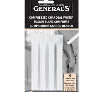 General Pencil 958BP WHT COMPRESED Charcoal EX.Smooth MED4PK, 1 Count (Pack of 1), White