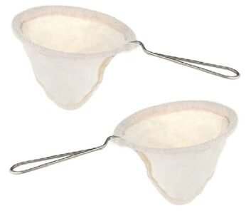 2Pcs Flannel Cloth Coffee Tea Filter Strainers Reusable Pour Over Coffee Dripper Filter wi