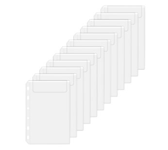 Antner 12PCS A7 Mini Binder Pockets No Zipper Cash Envelopes for A7 6 Ring Binder Wallet,