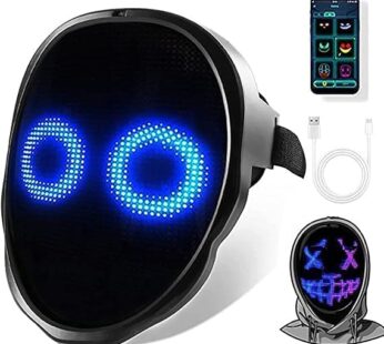 Funle Led Mask with Programmer App, Light Up Face Mask for Adult Kid, Led Halloween Mask D