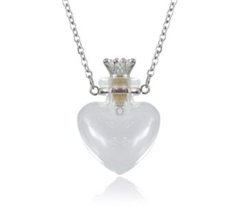 1PC Clear Heart Vial Perfume Bottle Necklaces Stainless Steel Chain Make a Wish blood vial