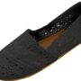 Womens Canvas Crochet Slip on Shoes Flats (7/8, Black 3008)
