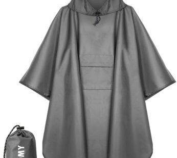 PTEROMY Hooded Rain Poncho for Adult with Pocket, Waterproof Lightweight Unisex Raincoat f