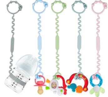 Yunaeduo Toy Straps for Baby, 5 Pack Silicone Toy Straps for Stroller, Toy Safety Straps f