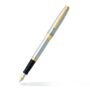 Sheaffer Sagaris Medium Nib Fountain Pen, Brushed Chrome, Gold Tone Trim (E0947353)