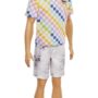 Barbie Ken Fashionistas Doll #174 with Sculpted Blonde Hair Wearing a Surf-Inspired Checke