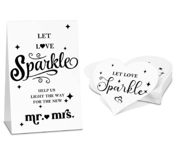 50 Pcs Wedding Sparkler Tags for Weddings and 1 Pcs Let Love Sparkler Cards, Heart Shape S
