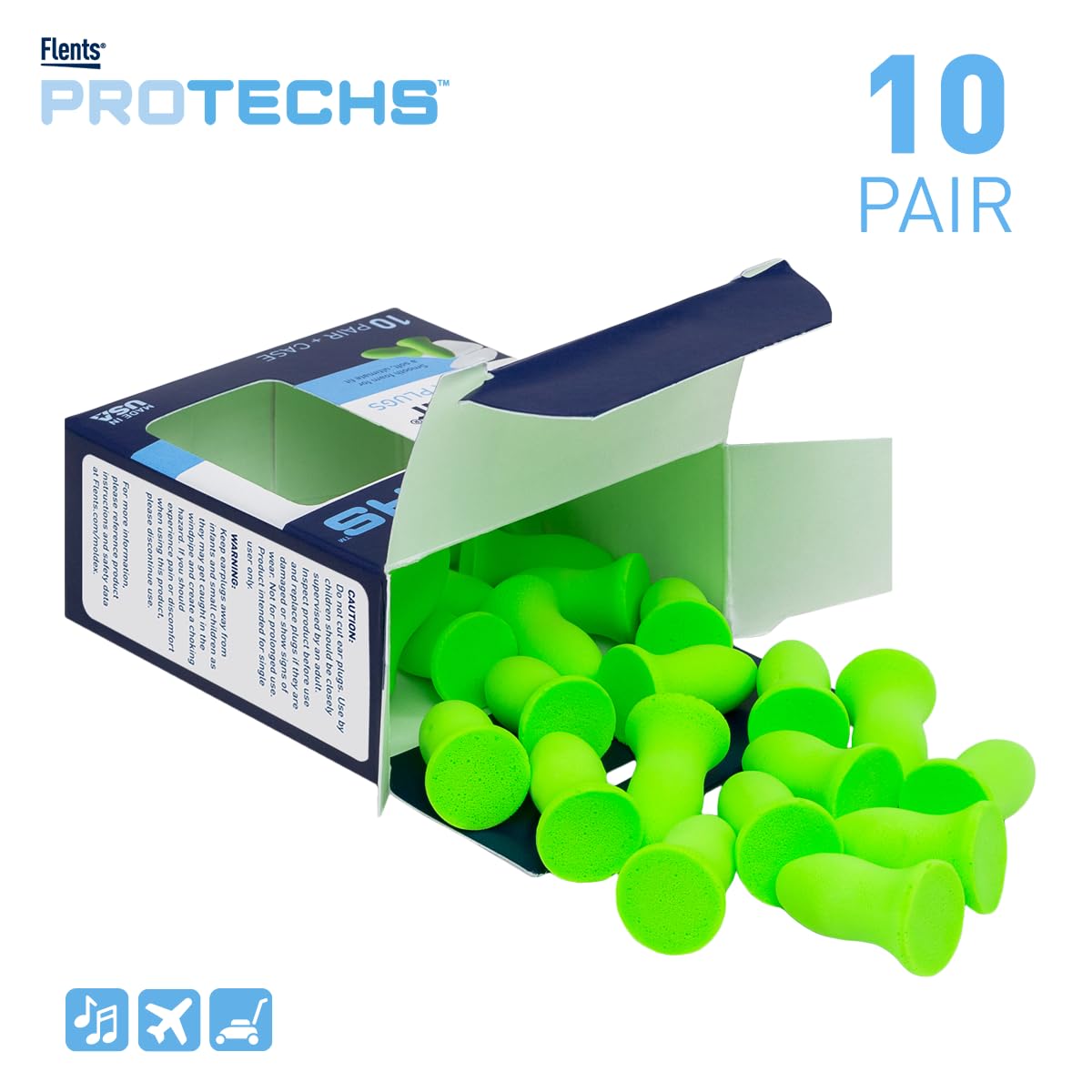 Flents Foam Ear Plugs, 10 Pair with Case for Sleeping, Snoring, Loud Noise, Traveling, Con - Image 2