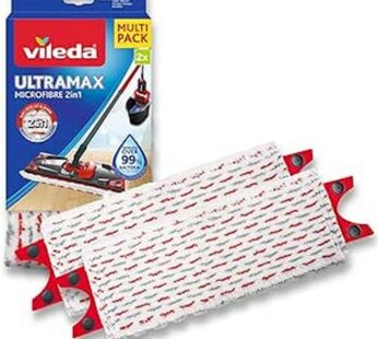 Vileda UltraMax Flat Mop Refill, 1 Count (Pack of 1), White/Red