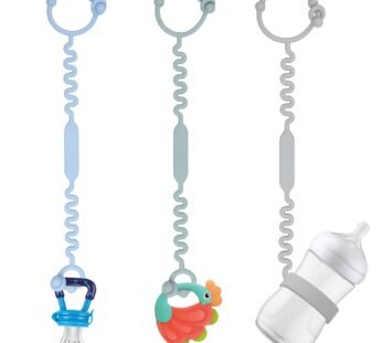 Toy Straps, Pacifier Holder Clip with Self-Adjusting Bayonet, Pure Silicone Material Witho