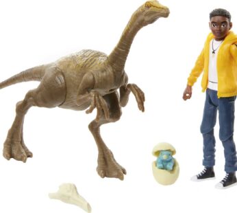 Mattel Jurassic World Toys Camp Cretaceous Darius and Gallimimus Human and Dino Pack with