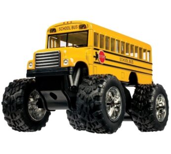 KiNSFUN 5″ Monster School Bus Die Cast Metal Model Pullback Action Toy Monster Truck