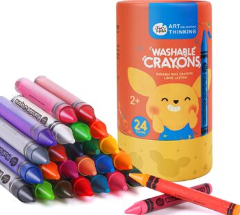 Jar Melo 24 Colors Jumbo Crayons for Toddlers, Non Toxic Washable Crayons for Babies, Easy