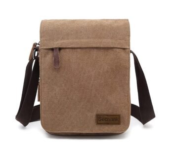 Sechunk Middle Vintage Canvas Messenger Cross body bag Shoulder bag (Coffee, middle)