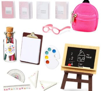 14 Pieces Mini Doll School Supplies for 11.5 inch Doll, Includes Mini Doll Backpack Glasse