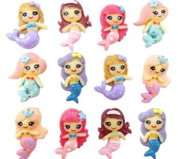 Honbay 12PCS Cute Mermaid Flatback Resin Charms Small Mermaid Slime Charms Ocean Theme Res