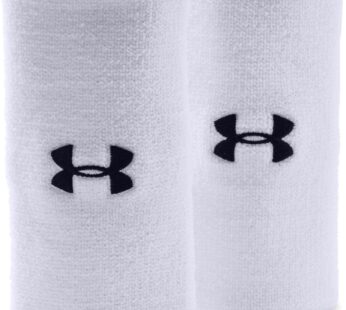 Under Armour Unisex-Adult 6-inch Performance Wristband 2-Pack , White (100)/Black , One Si