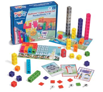 hand2mind MathLink Cubes Numberblocks 1-10 Activity Set, 30 Preschool Learning Activities,