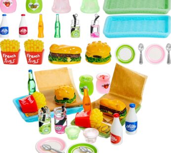 Chalyna 8 Set 20 Pieces Miniature Food Pretend Fast Food Play Toys Set Hamburger Fries Sod