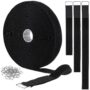 YMCRLUX 1"x32ft Hook and Loop Straps with 50 Metal Buckles, Adjustable Fastening Cable Str