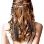 XunYee Feather Headband Hippie Headband for Women Hippie Accessories Indian Headband Feath