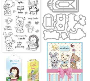 ORIGACH Tags and Animals Clear Stamp and Dies Set for DIY Scrapbooking Album Decorative Ca