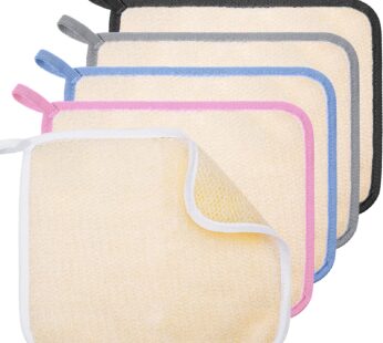 5 Pieces Exfoliating Face and Body Wash Cloths Towel Weave Bath Cloth Exfoliating Scrub Cl