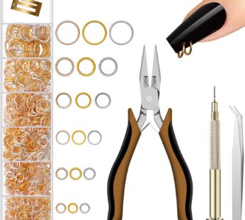 1014 Pieces Nail Dangle Charm Piercing Tool Hand Drill, Nail Charms 6 Sizes Jump Ring Conn
