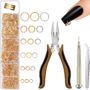1014 Pieces Nail Dangle Charm Piercing Tool Hand Drill, Nail Charms 6 Sizes Jump Ring Conn