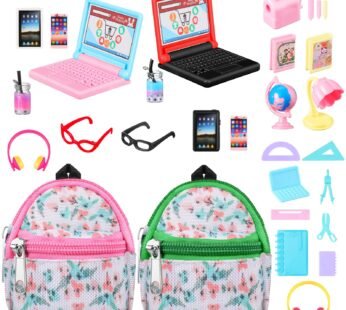 29 Pieces Dollhouse Accessories Mini Laptop Computer Tablet Phone Toy Miniature Glasses He