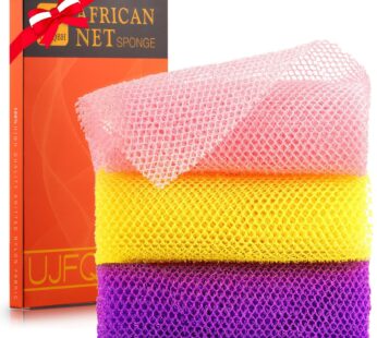 UJFQBH 3 Pieces African Bath Sponge African Net Long Net Bath Sponge Exfoliating Shower Bo