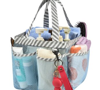 Haundry Mesh Shower Caddy Tote, Portable Shower Caddy Bag with 8 Pockets for College Dorm
