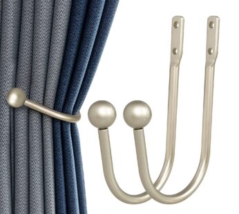 Curtain Holdback, 2 Pcs Wall Mounted Drapery Tiebacks with Screws, Heavy Duty Metal Decora