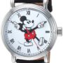 Disney Mickey Mouse Adult Vintage Articulating Hands Analog Quartz Watch, Silver/BLK