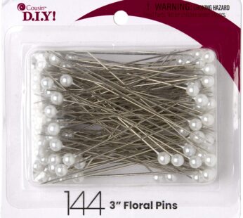 Cousin DIY White 3 inch Floral Pins Pearlized Ball Heads, 144 Pack